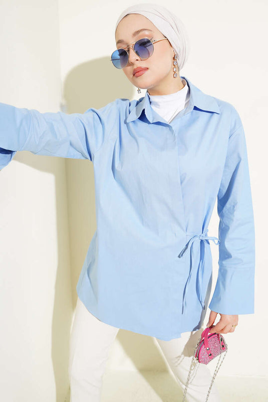 Side Rope Tied Kimono Blue