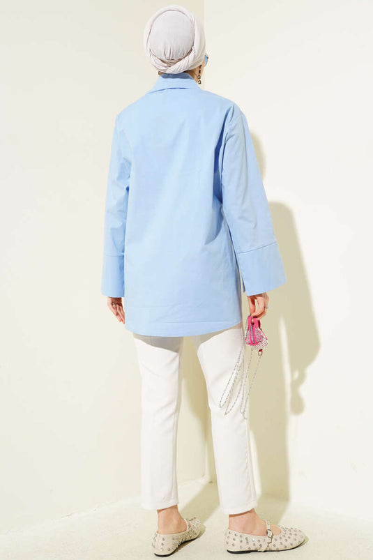 Side Rope Tied Kimono Blue