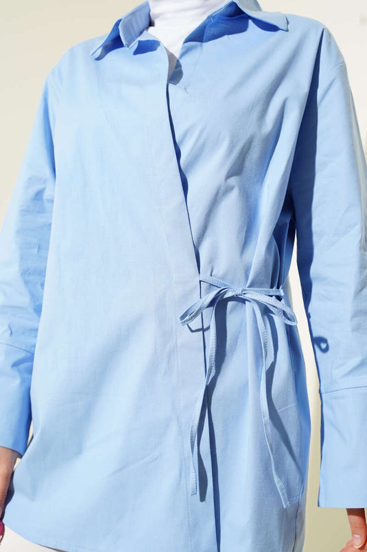 Side Rope Tied Kimono Blue