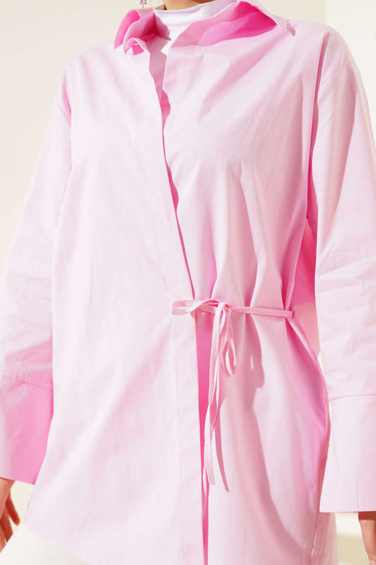Side Rope Tied Kimono Pink