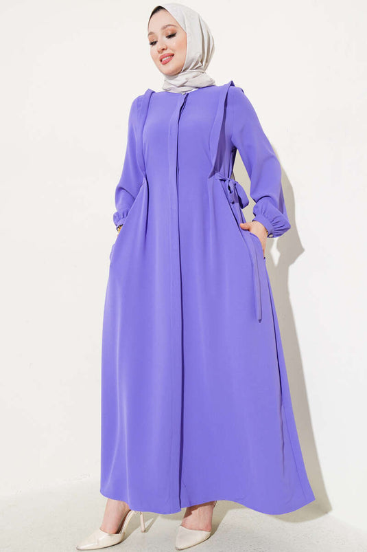 Robe boutonnée à nouer sur le côté lilas