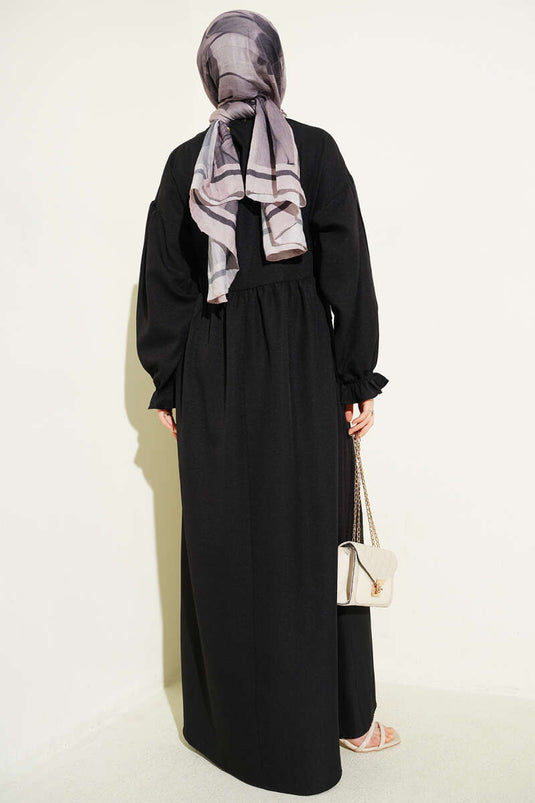 Black Flared Dress with Side Ties