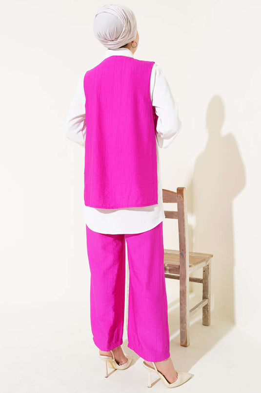 Costume trois pièces à nouer sur le côté Fuchsia