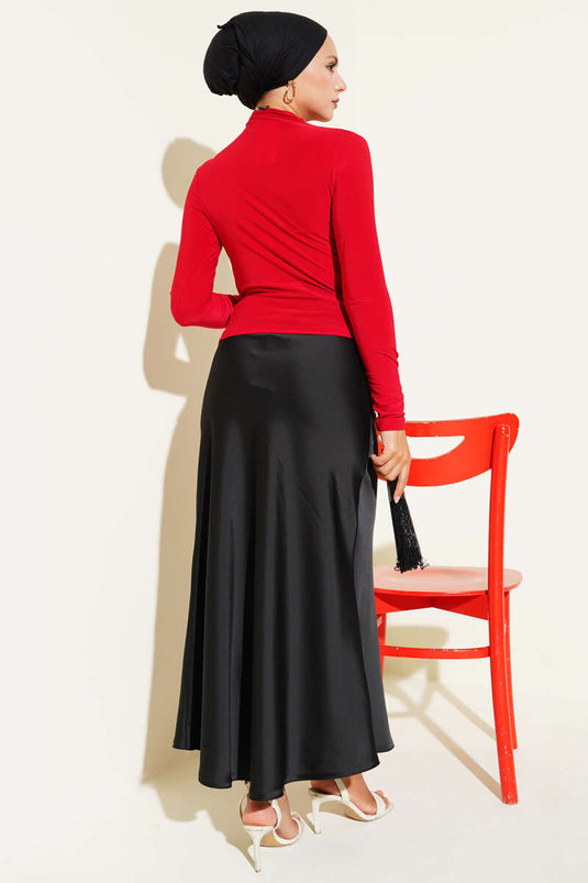 Sandy Blouse Red with Side Gathering Detail