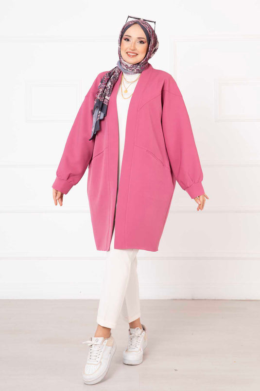 Atlas Hijab Jacke mit Seitentaschen Fuchsia