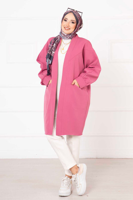 Atlas Hijab Jacke mit Seitentaschen Fuchsia