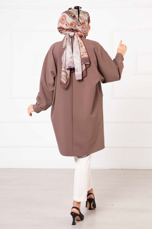 Atlas Hijab Jacke mit Seitentaschen, dunkler Nerz