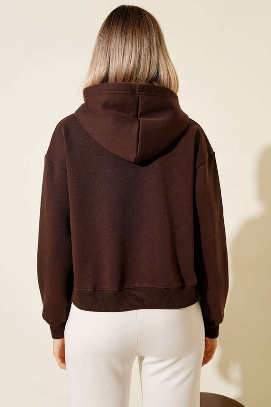 سترة صوفية بأزرار جانبية، لون بني