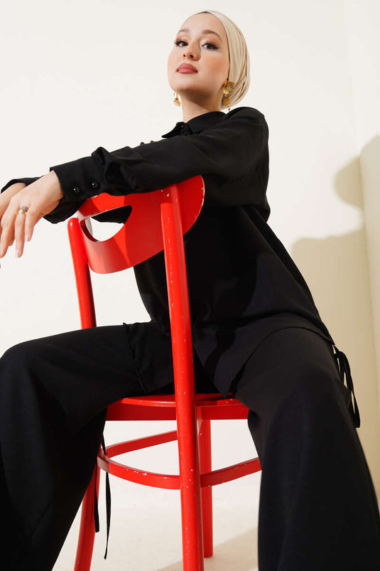 Ensemble deux pièces avec détail de corde latérale noir