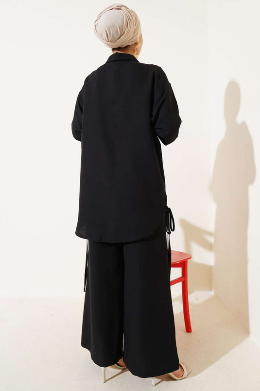 Ensemble deux pièces avec détail de corde latérale noir