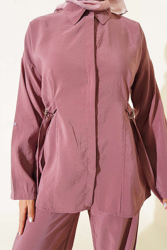 Completo Doppio Rosa Mauve Con Bottoni E Chiusure Nascoste