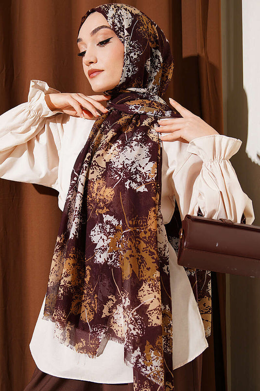 شال سلسلة آيا بنقشة يابراك باللون البني