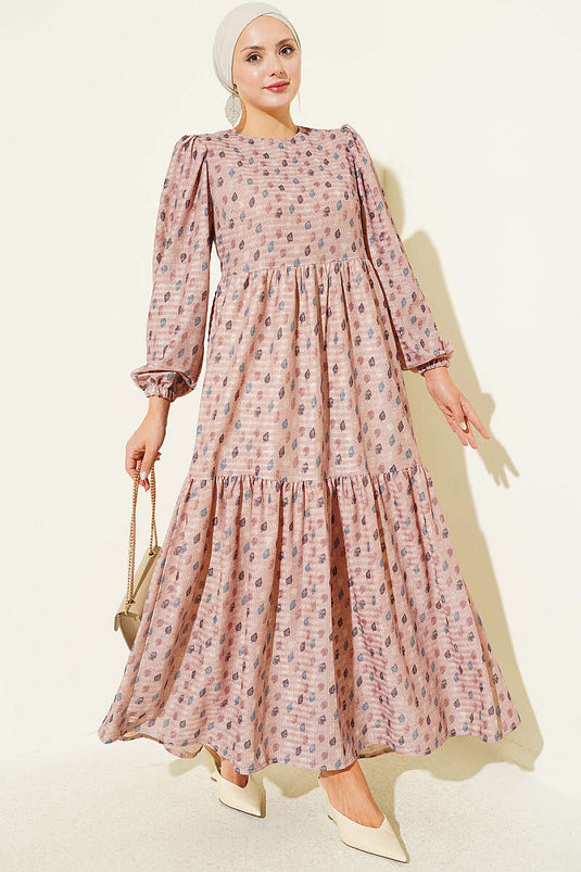 Blusenkleid Mit Blattmuster Latte