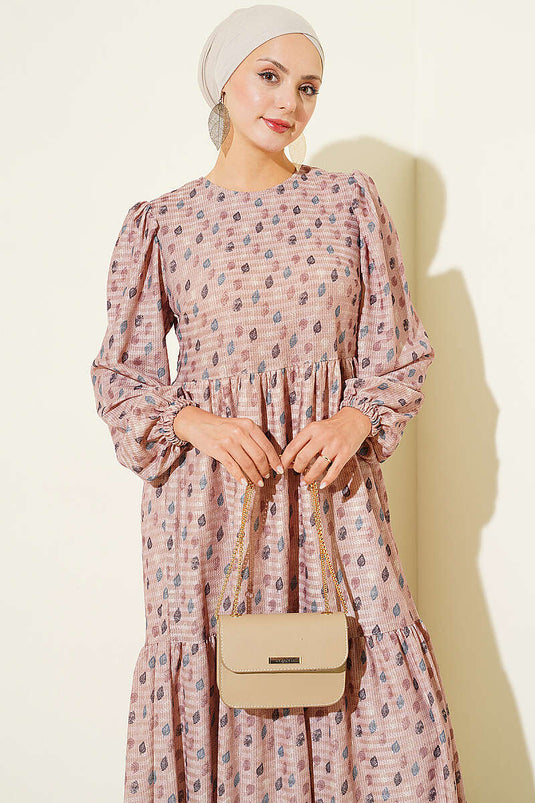 Blusenkleid Mit Blattmuster Latte