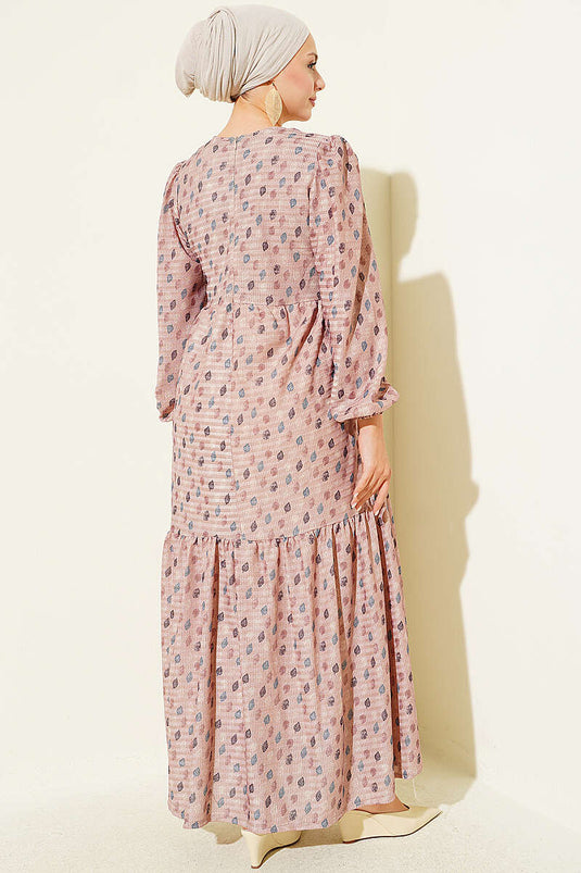 Blusenkleid Mit Blattmuster Latte