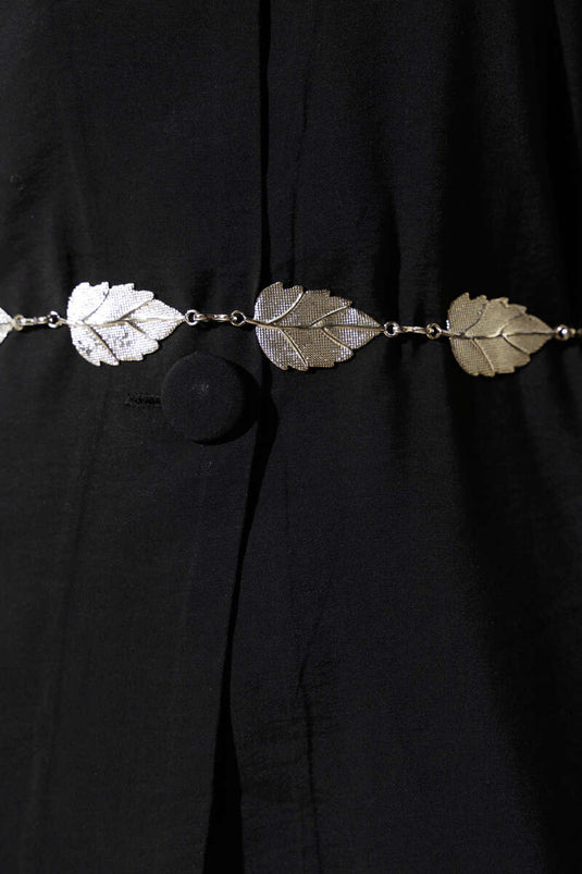 Yaprak Sembollü Zincir Kemer Gümüş