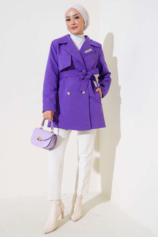 Trench-Coat Cape Leaf Stone Violet