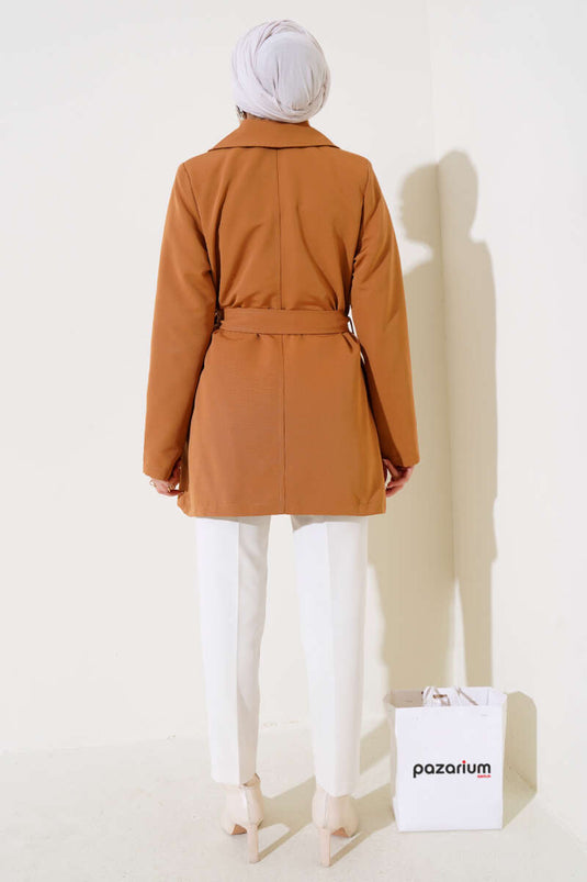 Leaf Stone Cape Trenchcoat Hellbraun