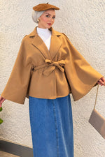 Manteau Poncho Camel À Manches Batwing