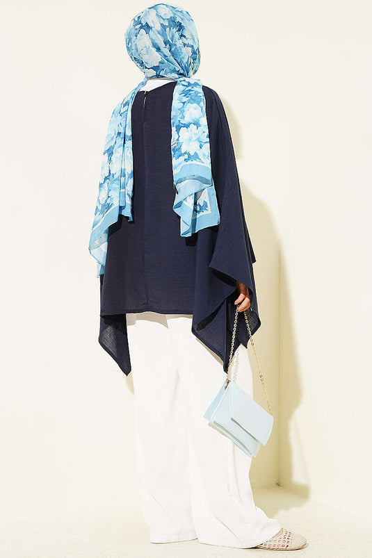 Yarasa Kol Basic Bluz Lacivert