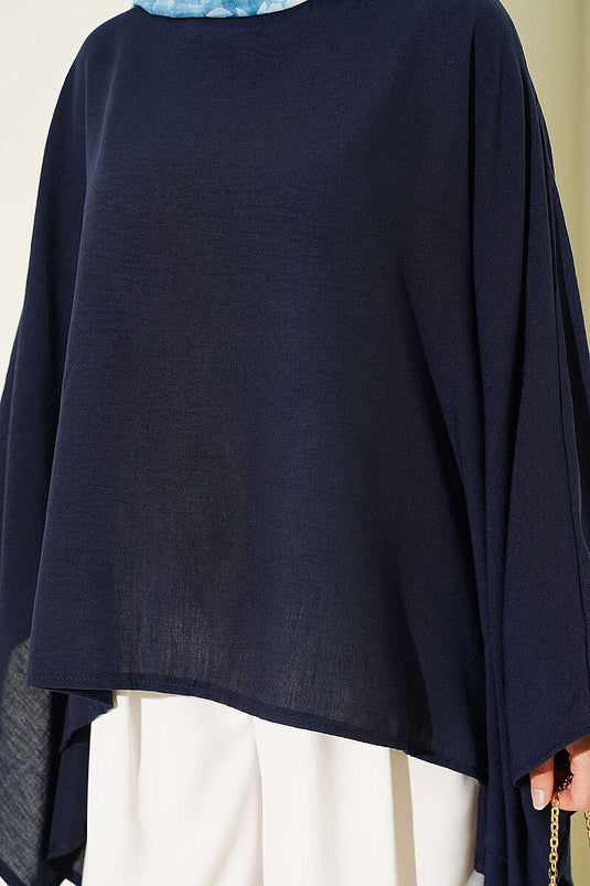 Yarasa Kol Basic Bluz Lacivert