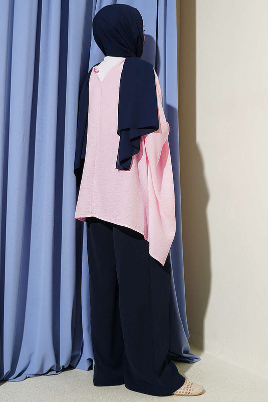 Yarasa Kol Basic Bluz Pembe