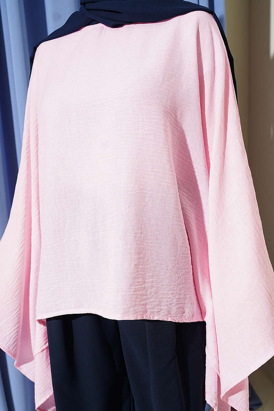Yarasa Kol Basic Bluz Pembe
