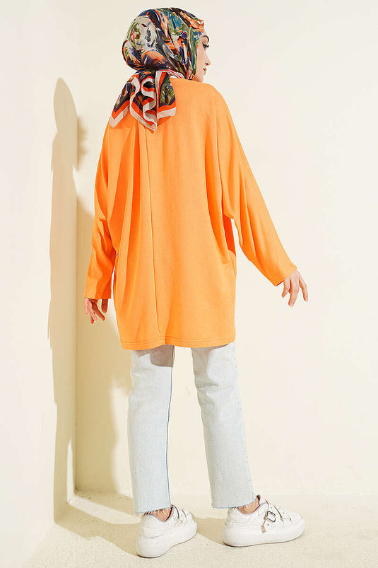 Batwing Sleeve Basic Loyşa Tunic Orange