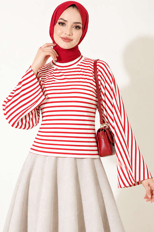 Blouse Rayée À Manches Bat
