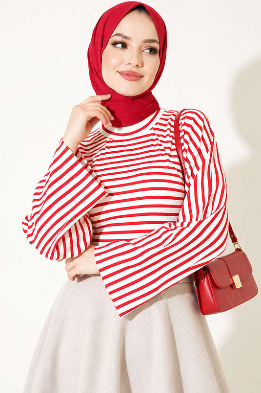 Blouse Rayée À Manches Bat