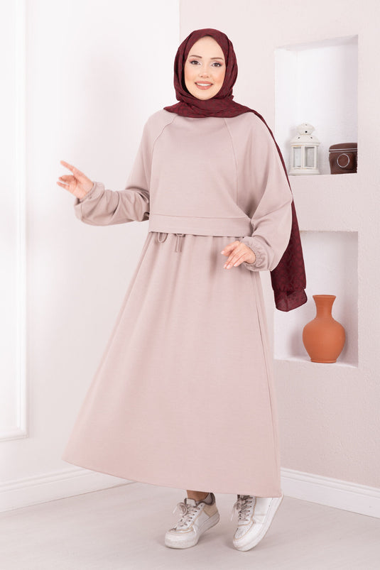 Ensemble jupe courte à manches chauve-souris et hijab en pierre