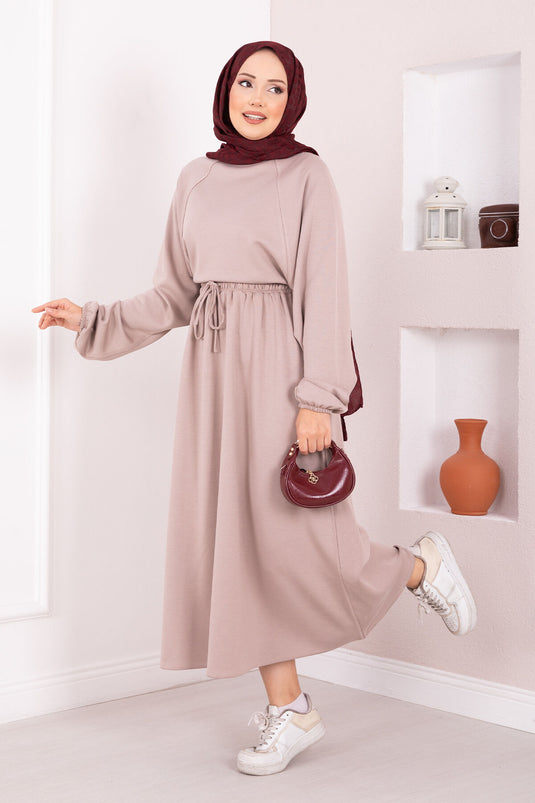 Ensemble jupe courte à manches chauve-souris et hijab en pierre