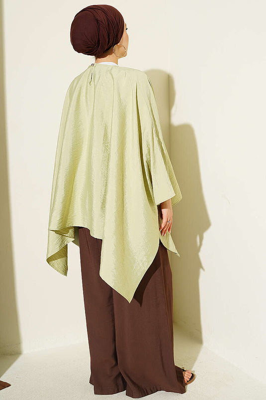 Yarasa Kol Oversize Bluz Çağla Yeşili