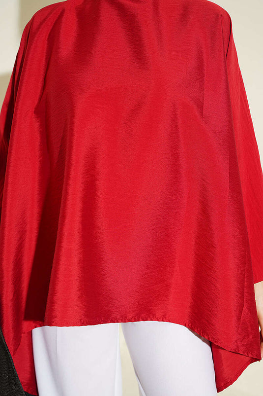 Yarasa Kol Oversize Bluz Kırmızı