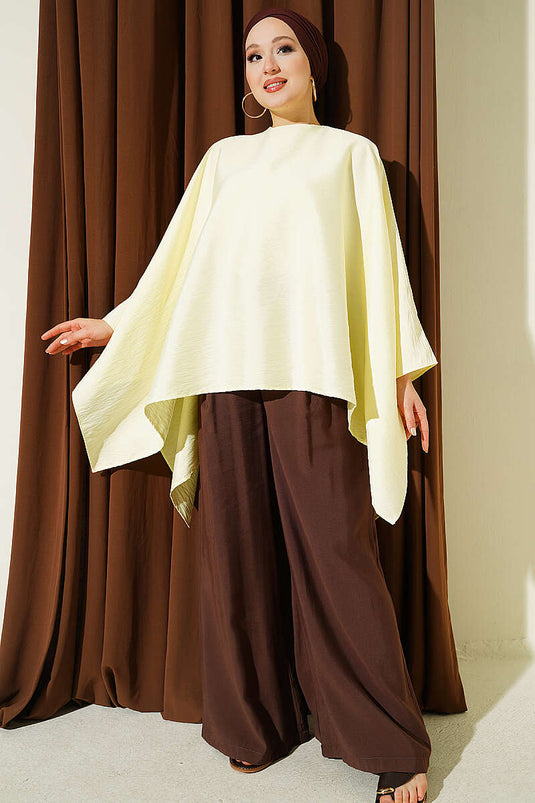 Yarasa Kol Oversize Bluz Sarı