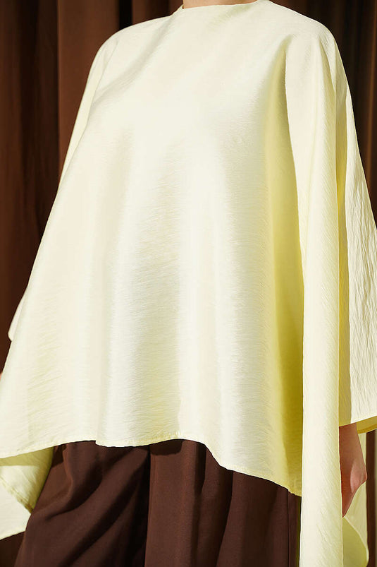 Yarasa Kol Oversize Bluz Sarı