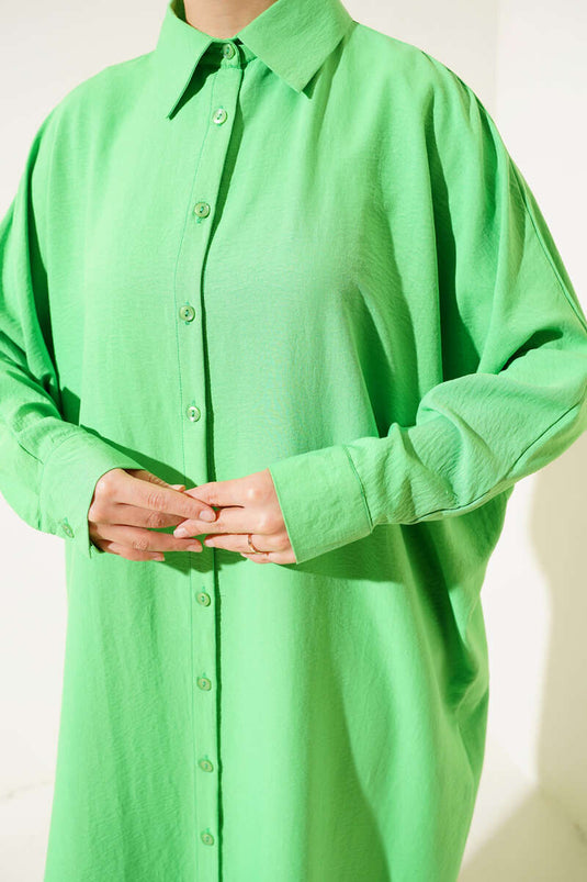 Chemise Longue Oversize Manches Chauve-Souris Vert