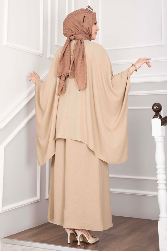 Ensemble Pantalon Ample Camel À Manches Chauve-Souris