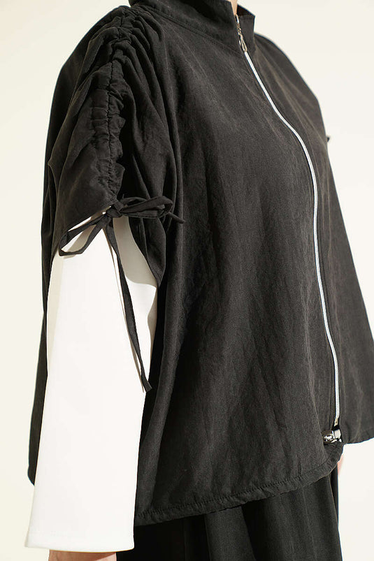 Lockeres Dreiteil-Set Mit Batwing-Ärmeln Anthrazit