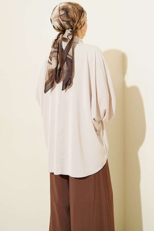 Chemise oversize à manches chauve-souris beige