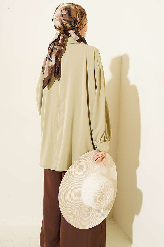 Chemise oversize à manches chauve-souris vert pistache
