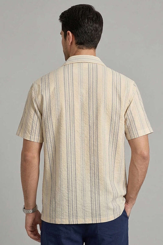 Camicia Uomo A Righe Mezza Oversize Blu