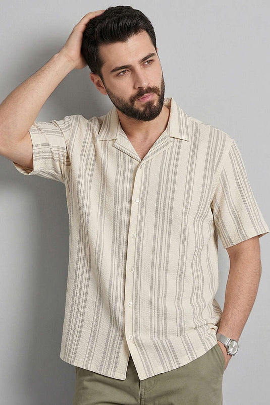 Camicia Uomo a Righe Mezzo Oversize Nera