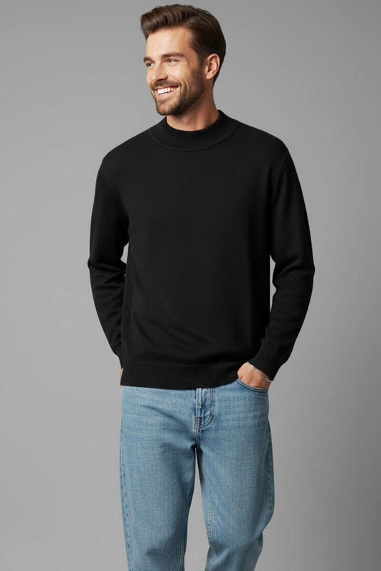 Semi-Fisherman Basic Men's Knit Sweater Black