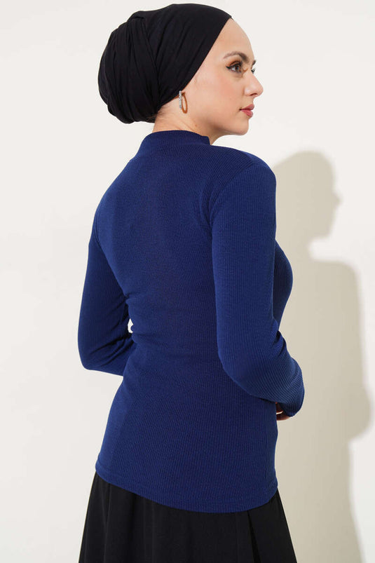 Yarım Balıkçı Fitilli Body Lacivert