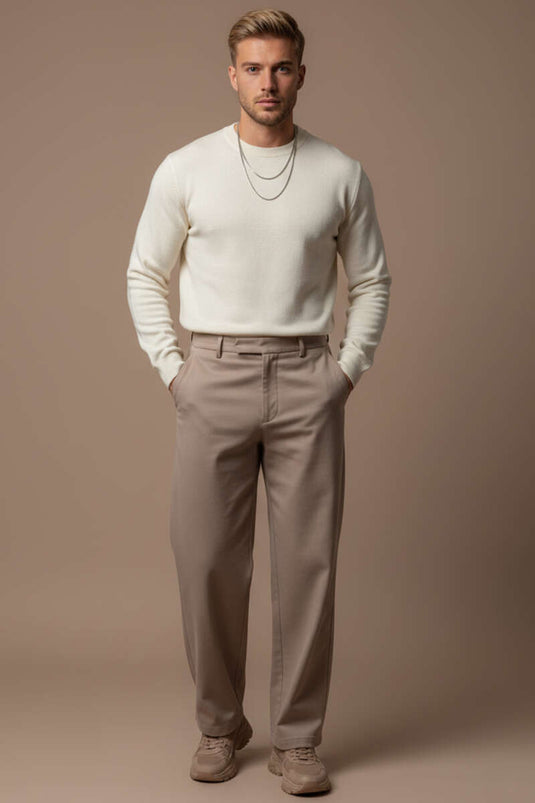 Halbhoher Rollkragenpullover für Herren, Ecru