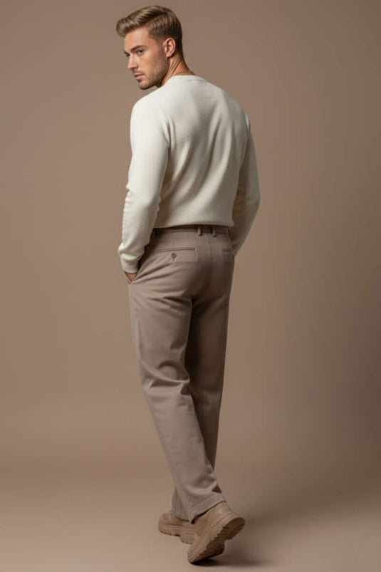 Halbhoher Rollkragenpullover für Herren, Ecru