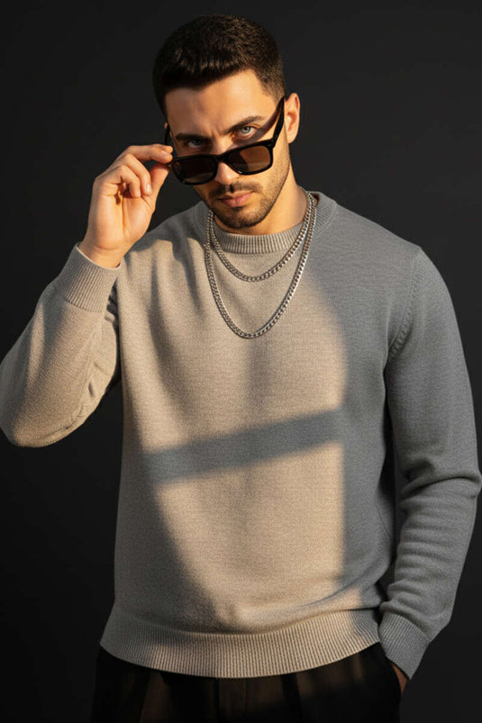 Yarım Balıkçı Triko Erkek Kazak Gri