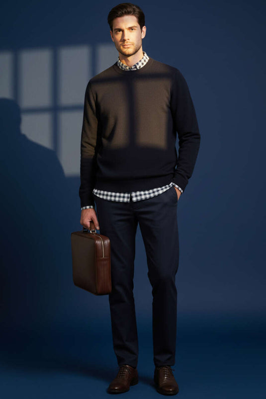 Yarım Balıkçı Triko Erkek Kazak Lacivert