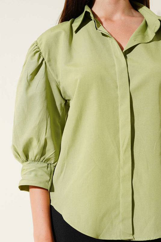 Chemise verte à manches demi-ballon